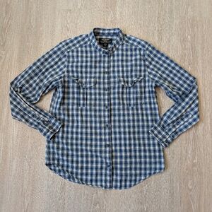 Filson Shirt Women's Medium Kadin Island Indigo Cream Front Pockets